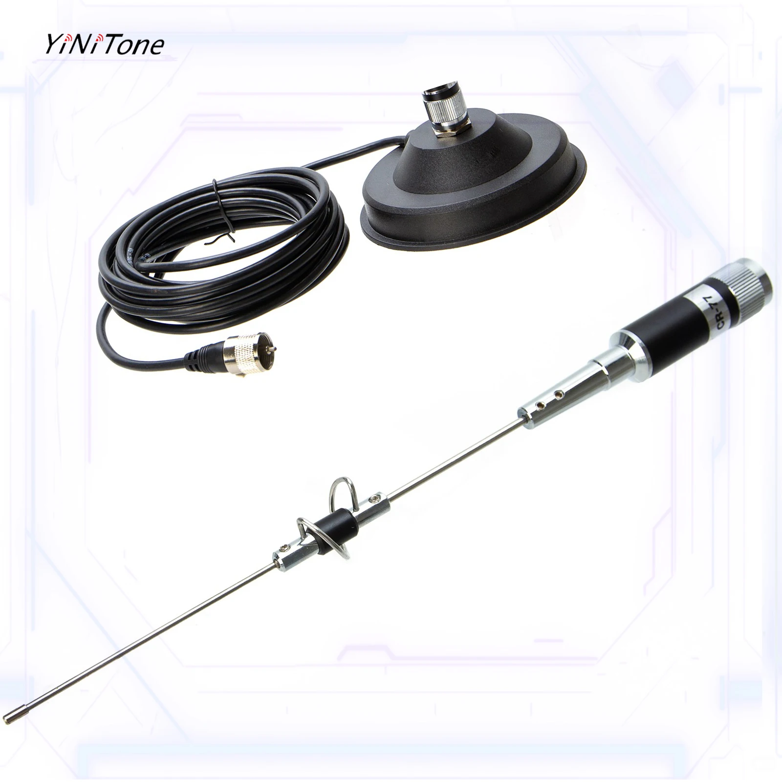 CR-77 Wide Band Antenna set 144/430Mhz with PL259 5M UHF Male Coax Cable 12CM Big Magnetic Mount Base Car Mobile Antenna