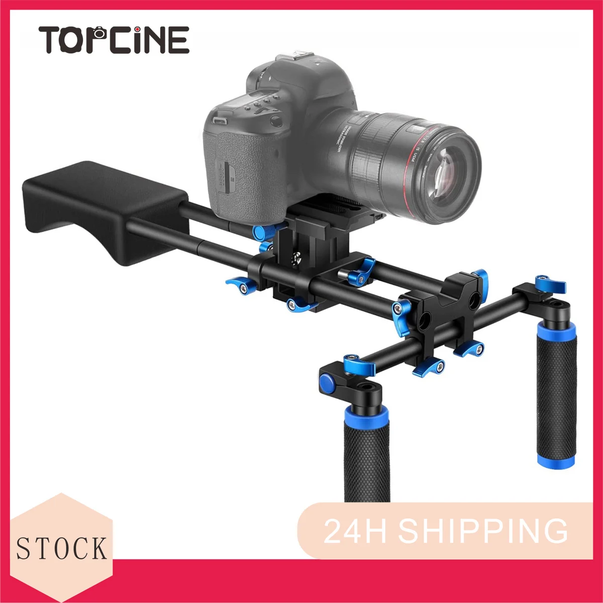 

Topcine Camera Shoulder Rig, Video Film Making System Kit for DSLR and Camcorder with Dual H Grips Rubber Pad