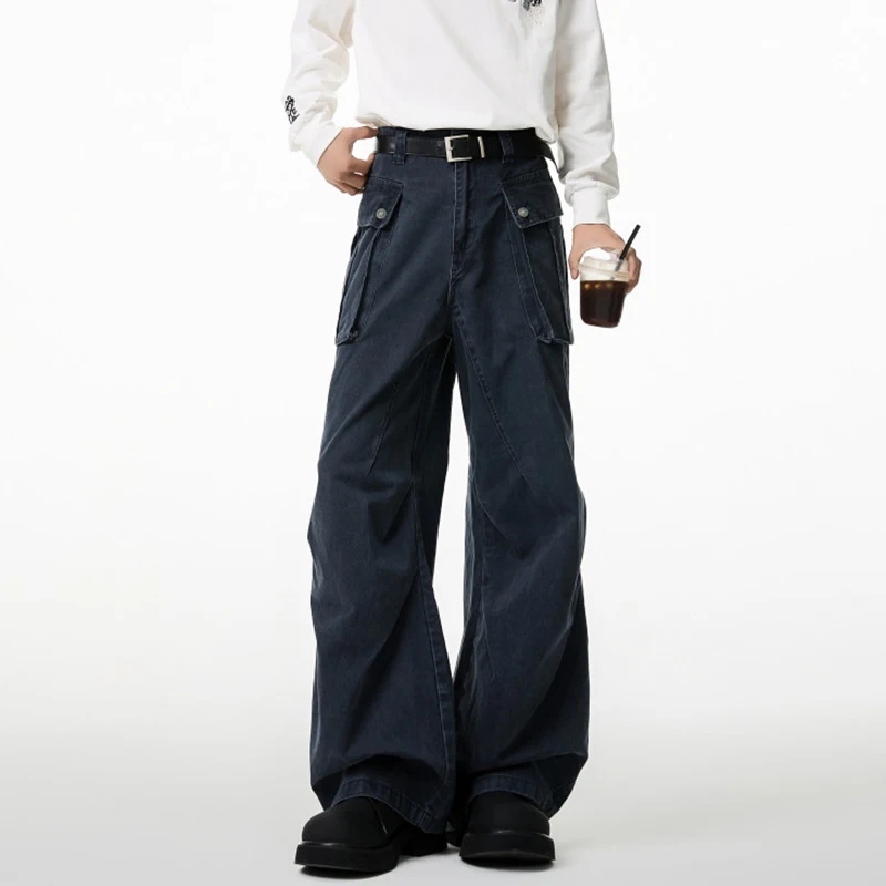 LUZHEN 2026 Multi Pockets Patchwork Decorate Solid Color Straight Cargo Pants Men Fashion High Quality Original Trousers JY8344