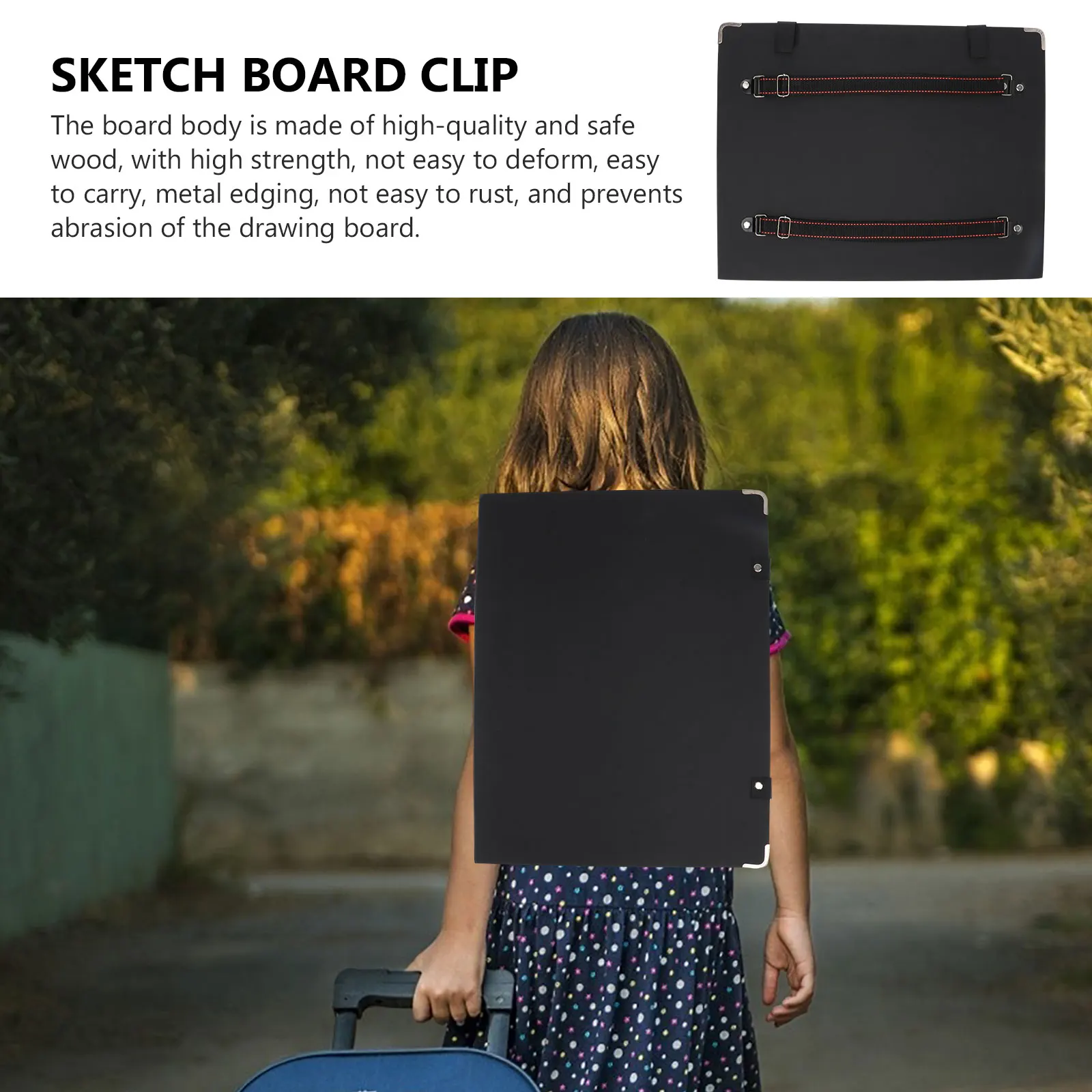 

1Pcs Portable Sketch Board Wooden Drawing Clipboard Double Shoulder Strap for Outdoor Sketch Painting Drawing Board