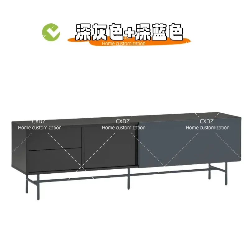 Italian Minimalist Paint TV Cabinet Solid Wood Living Room Floor Cabinet Modern Audio Visual Storage Unit