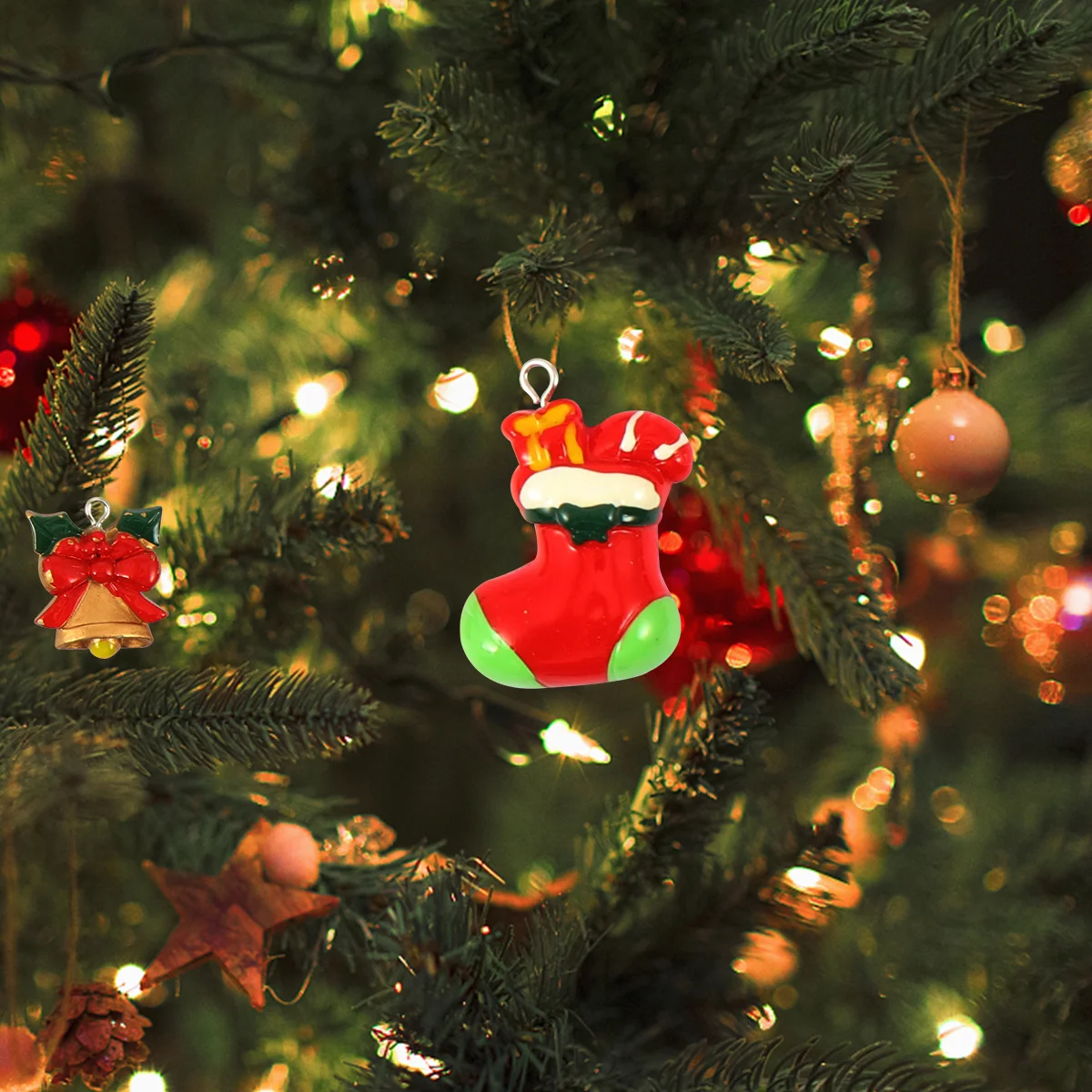 

24 Pcs Dramatic Pendants Holiday Charms for Jewelry Making Necklace Christmas DIY