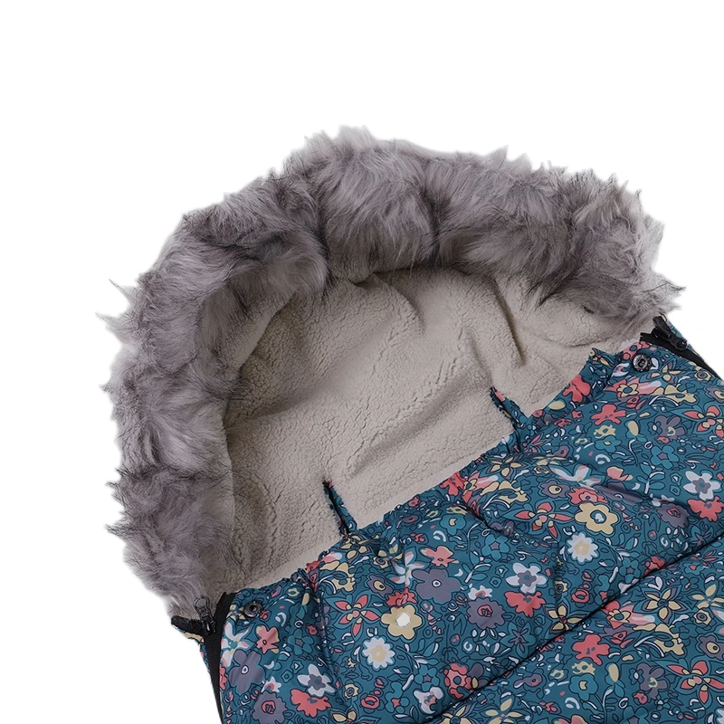 Saco de dormir para cochecito de paseo al aire libre para bebé, cubierta de reposapiés, bolsas gruesas y cálidas de lana con banderines para recién nacidos, Invierno