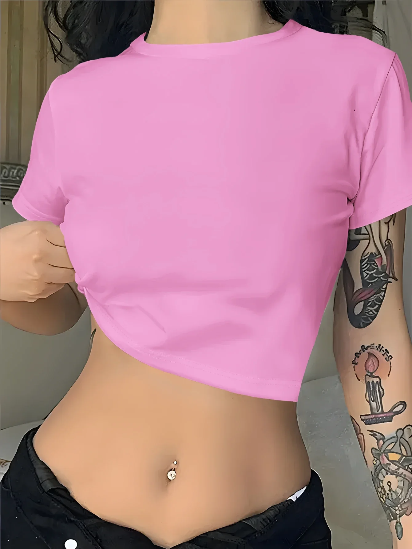 

Women's Fashion Short Sleeve T-Shirt: Round Neck, Solid Color, Soft Fabric, Casual Spring & Summer Loose Fit Women's Clothing