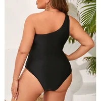 Plus Size One Shoulder Women's Swimsuit 2025 One-piece  Black Sexy Swimwear Tummy Control Bathing Suit Monokini - Image 3