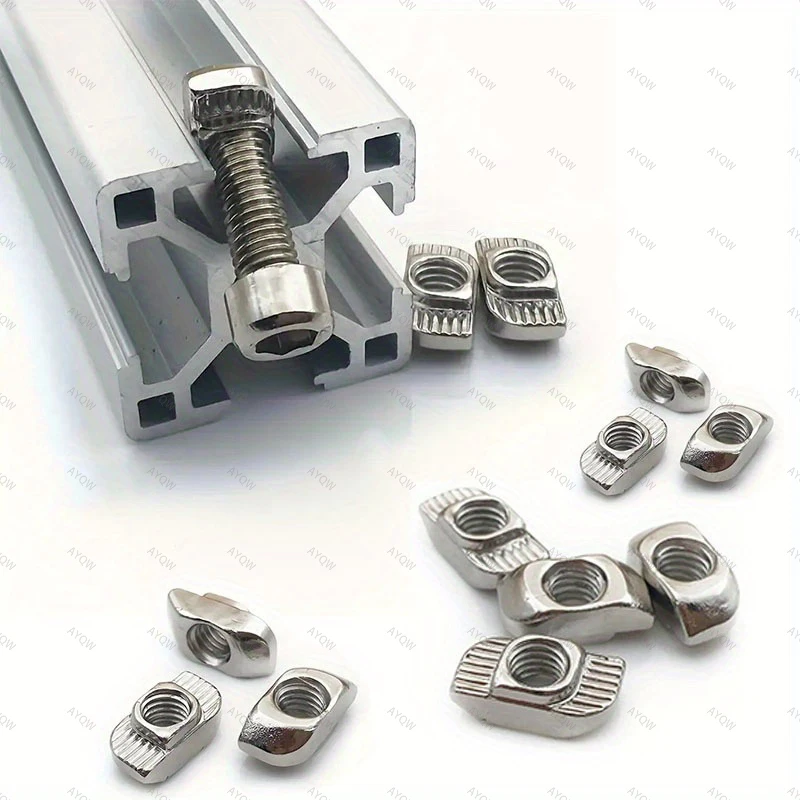 100 قطعة 2020 سلسلة الألومنيوم الصناعي T المكسرات: M3/M4/M5 T فتحة المطرقة رئيس السحابات ، مجموعة متنوعة من الكربون الصلب #5