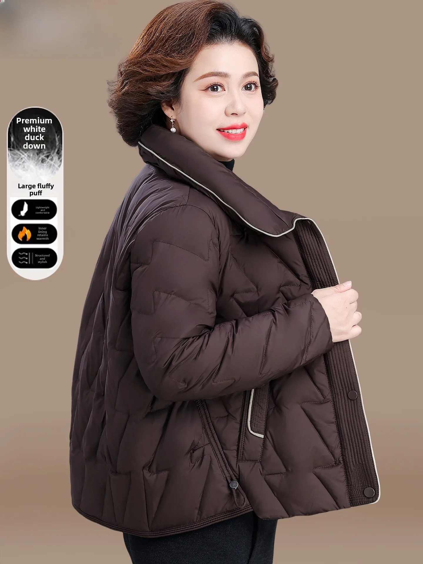 

Легкая женская модная зимняя куртка-пуховик с молнией, теплая, повседневная, для женщин среднего и старшего возраста