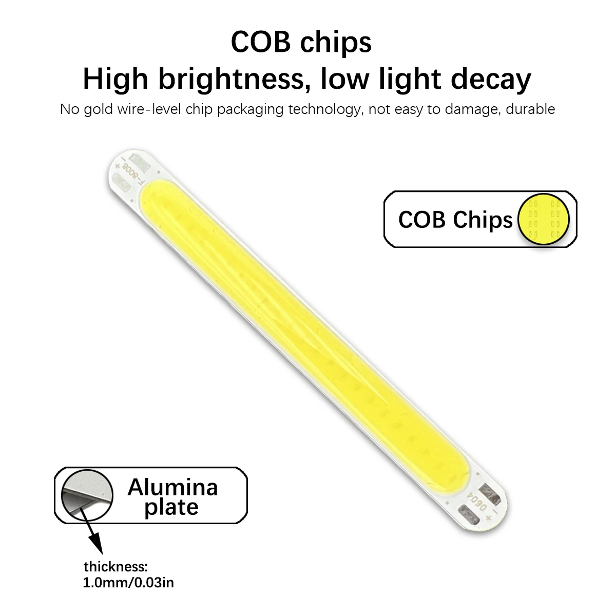 10 Buah Baru 80X8Mm 18-21V DC 6W Strip LED Putih Dingin 600lm COB Sumber Cahaya Bohlam Chip On Board untuk DIY