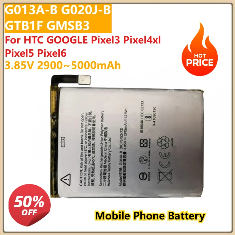 

2900~5000mAh G013A-B G020J-B GTB1F GMSB3 Mobile Phone Battery for HTC GOOGLE Pixel3 Pixel4xl Pixel5 Pixel6 Tools Are Included