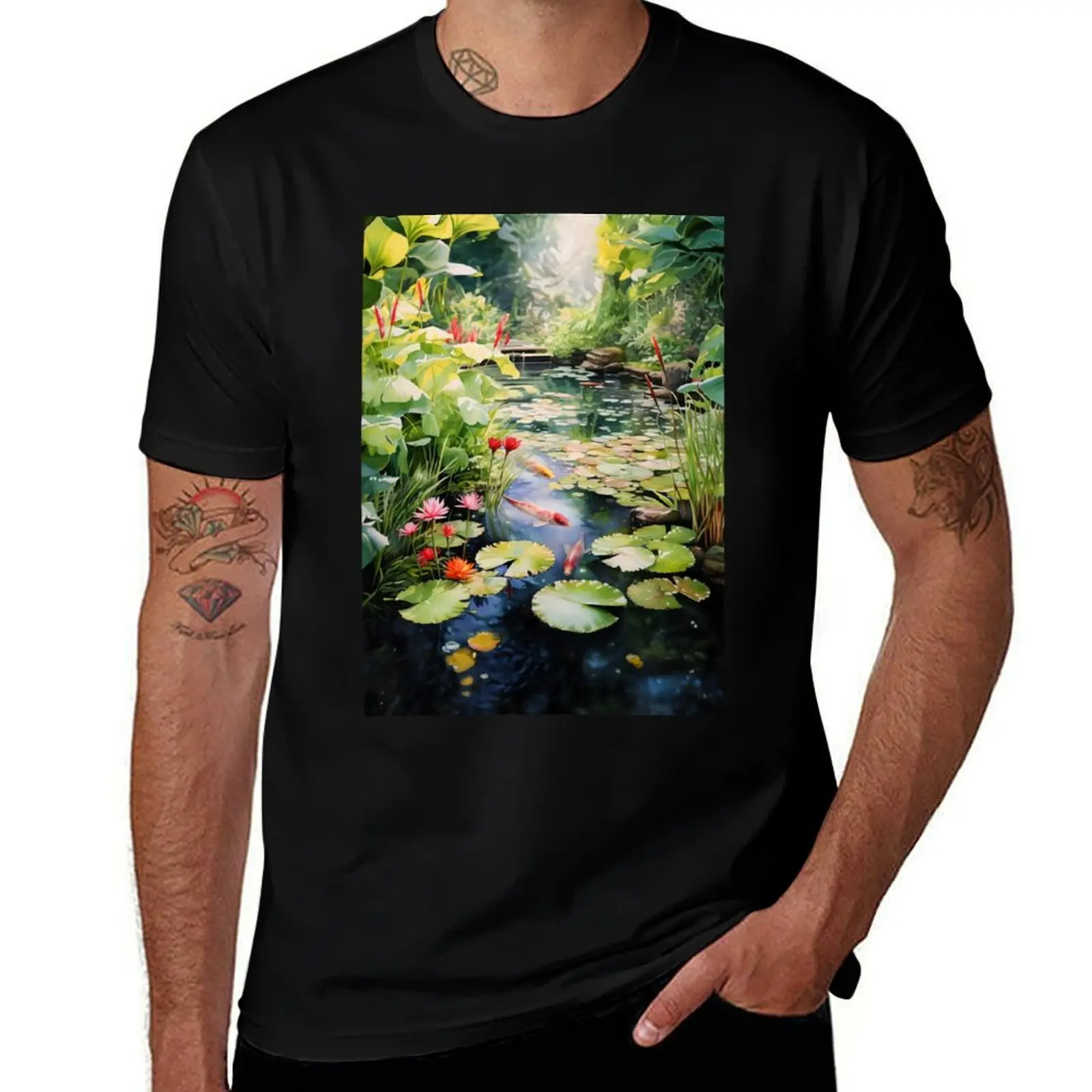 

Koi Pond T-Shirt valentines clothes funny shirt cotton boys whites mens t shirts top quality