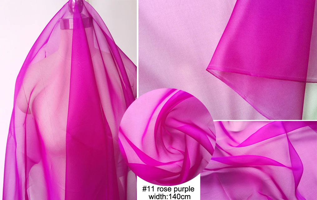 45'' / 55'' breit pro Meter steif geformte Hochzeitsgaze aus schlichter, natürlicher Organza-Stoff aus reiner Seide – Detail 38