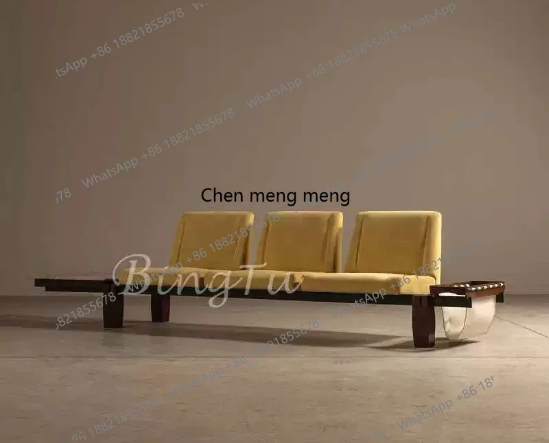 

Japanese-style wabi-sabi wind solid wood armrest with storage coffee table sofa modern Chinese living room sofa