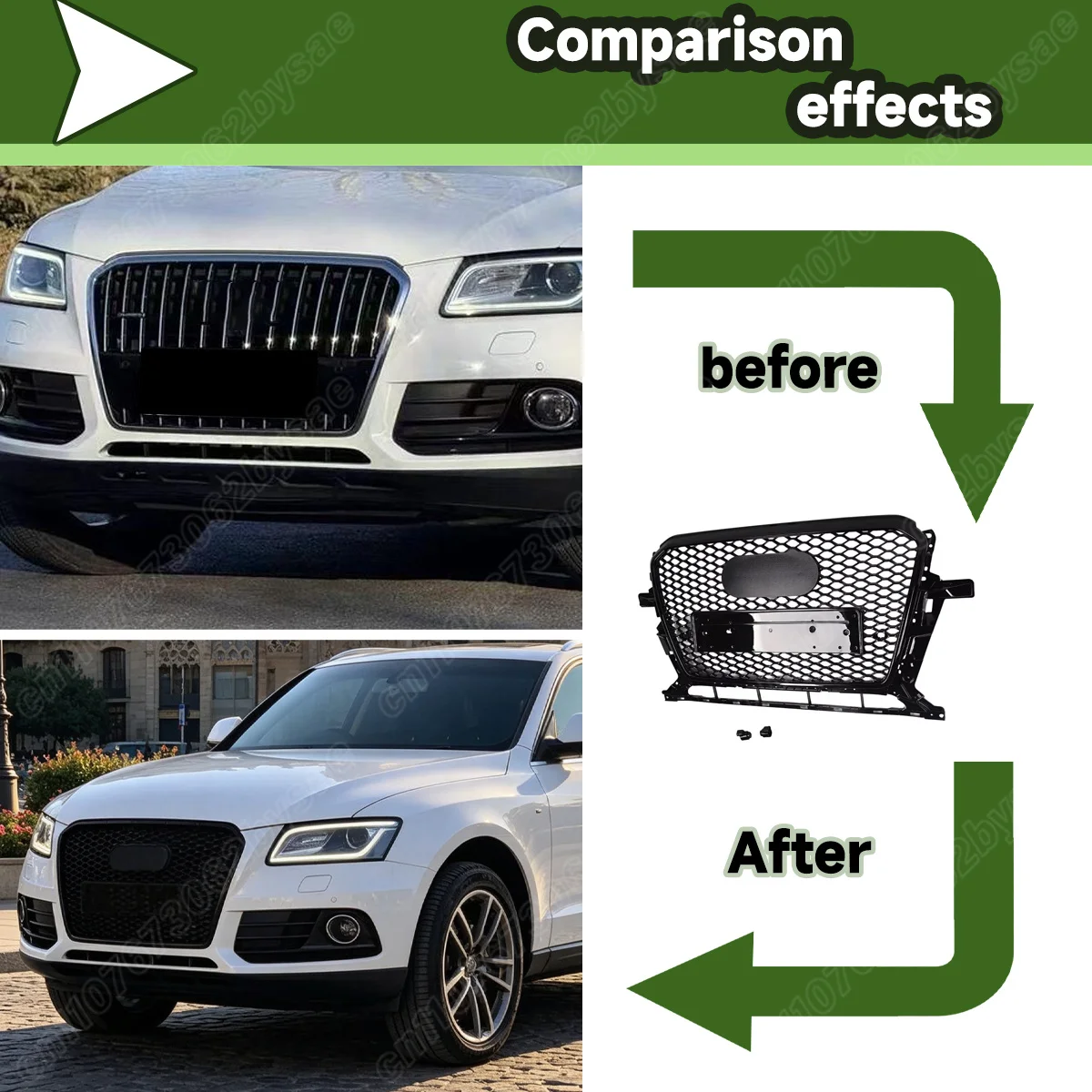 For Audi Q5 2013 2014 2015 2016 Car Front Bumper Honeycomb Grille Aggressive Sport Style Vehicle Mesh Grill Guard Body Kit