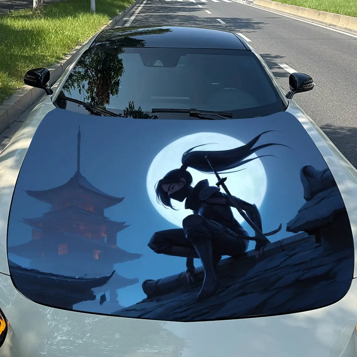 

Виниловые обертки на капот автомобиля Assassins Under The Moon, водонепроницаемые наклейки на капот автомобиля из ПВХ, самоклеящиеся устойчивые к царапинам наклейки для En