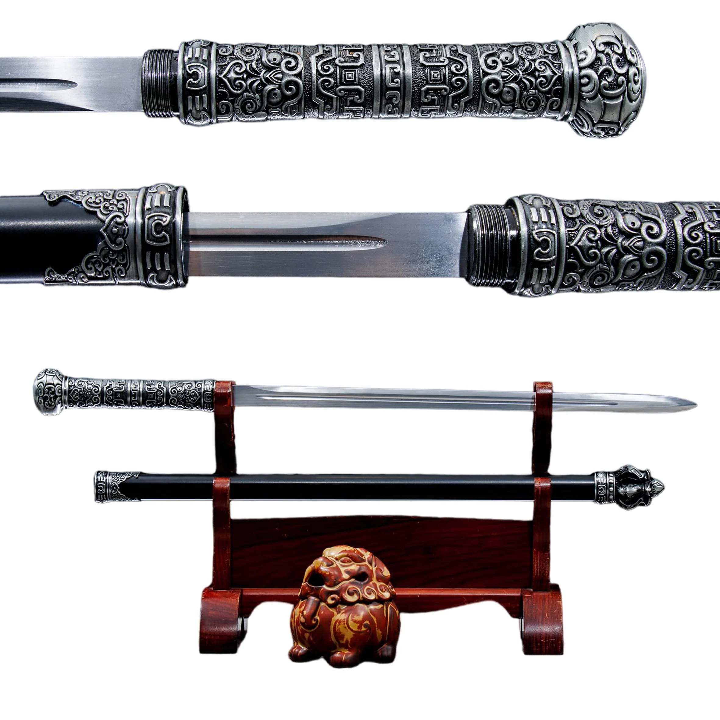 Medieval round-hand reverse-swinging staff sword - Samurai sword. Ready-to-use true sword with a sharp blade. Full tang. Katana.