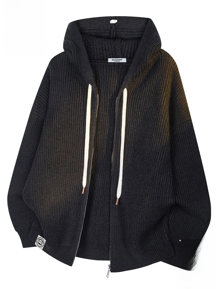 

Мужской повседневный свободный теплый кардиган Paul Frank Retro Monkey с капюшоном, осенняя новинка, мягкий трикотаж из смесового полиэстера