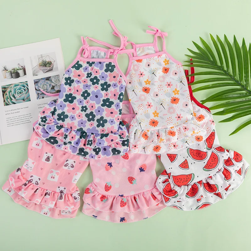 

New Dog Clothes Printed Suspender Skirt New Pet Cat Clothes For Spring Summer Dog Pet Clothes Breathable