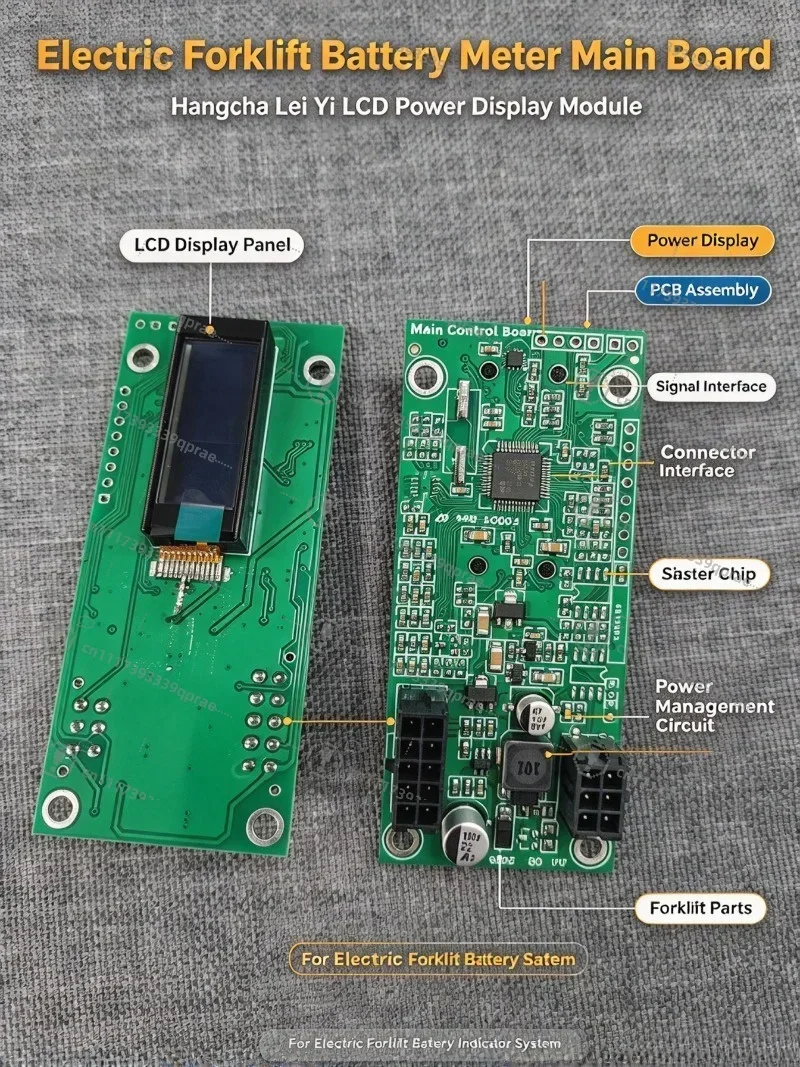 Electric Forklift Battery Gauge Mainboard, LCD Display Battery Meter Circuit Board for Forklift Replacement Repair Parts