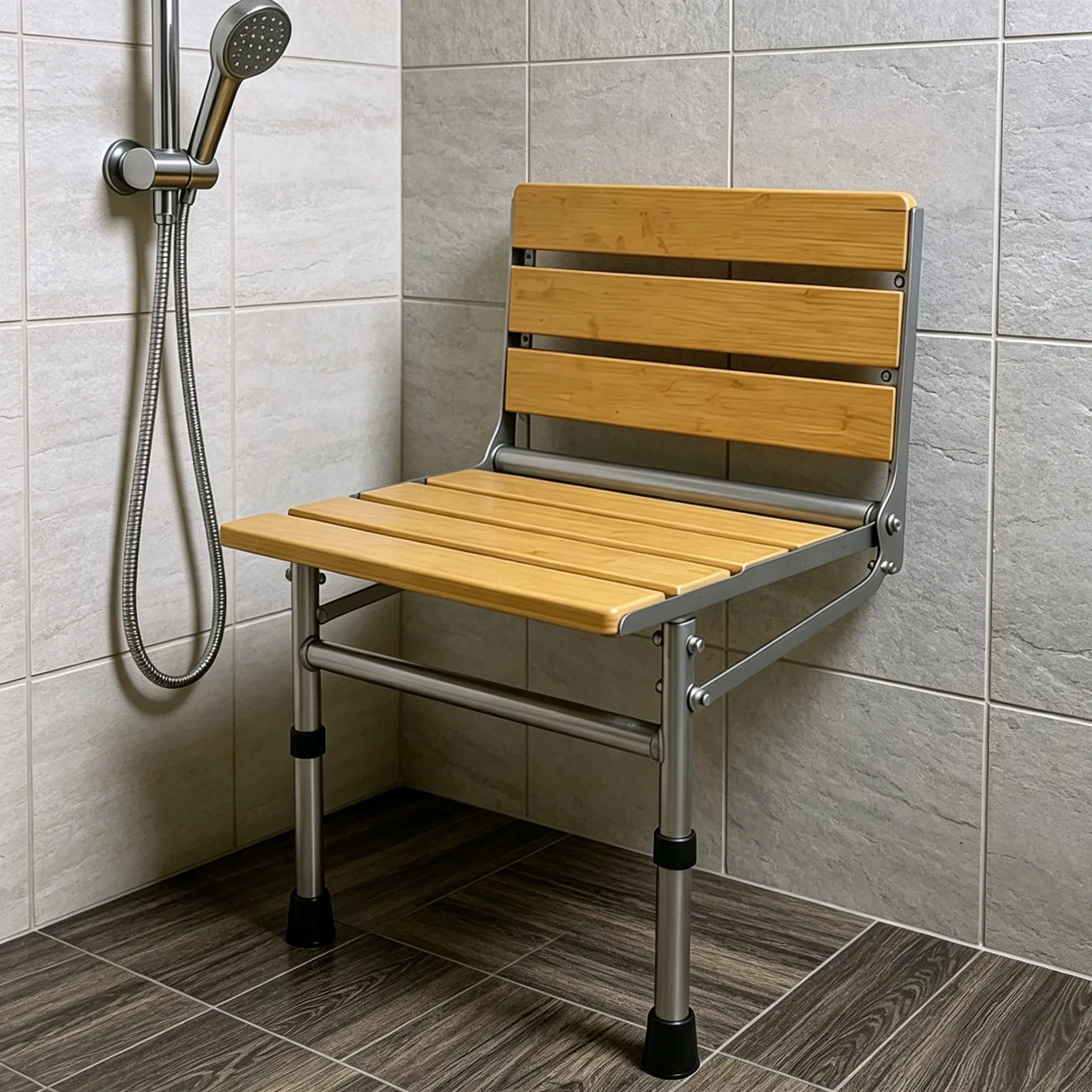 Stainless steel folding shower stool chair bathroom universal wall-mounted anti-skid raised bath stool