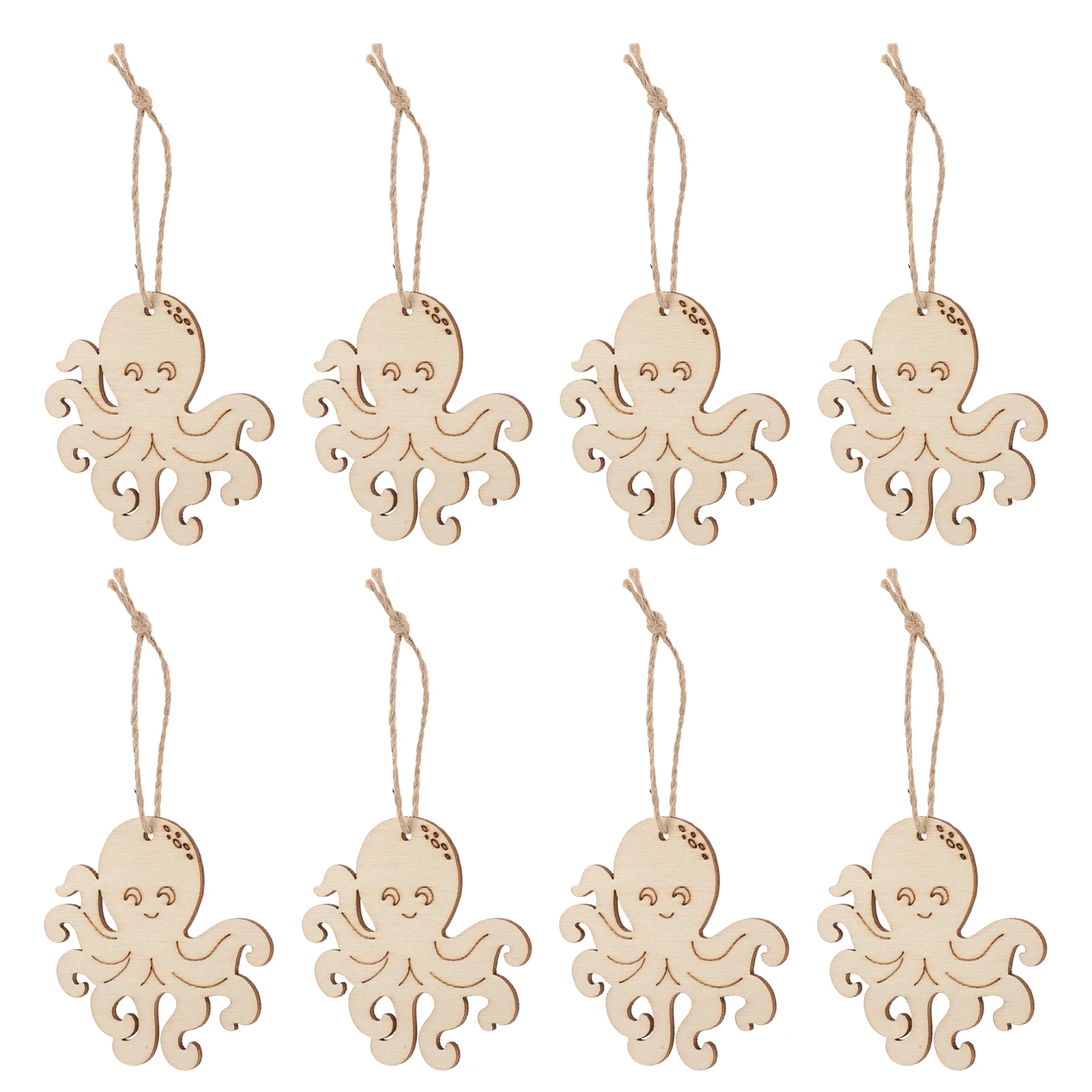 

10 Pcs Octopus Unpainted Marine Animal Decor Diy Party Favors Khaki Wood Unpainted Octopus Wooden Piece Craft Supplies