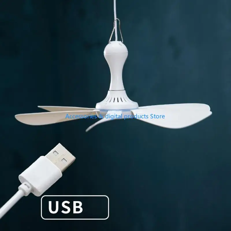 77JD USB Powered Remote Control Camping Fan 4-Speed 12-Hour Timer Ceiling Fan for Bed