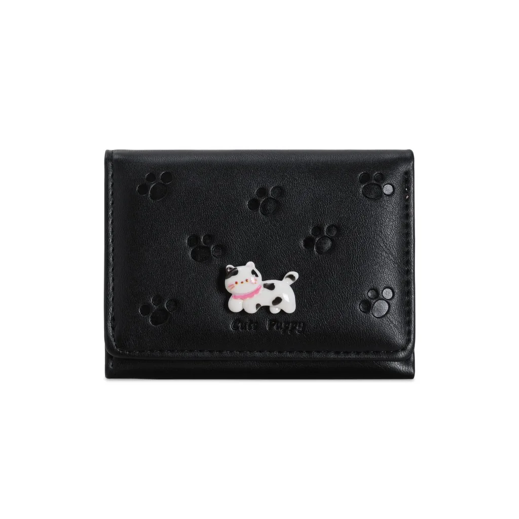 Paw Print Wallet Embossed Card Holder Mini Wallet Cartoon Tri Fold Wallet For Storing Cash Storing Bank Cards Dating Wallets