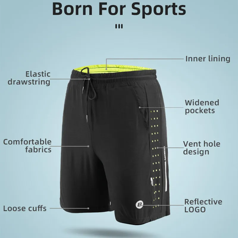 ROCKBROS-pantalones cortos para correr, ropa Unisex para ejercicio, gimnasio, trotar, Fitness, transpirables, equipo de ciclismo para deportes al