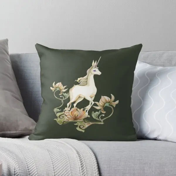 Last Unicorn Flower Garden  Printing Throw Pillow Cover Square Comfort Fashion Wedding Bed Pillows not include One Side