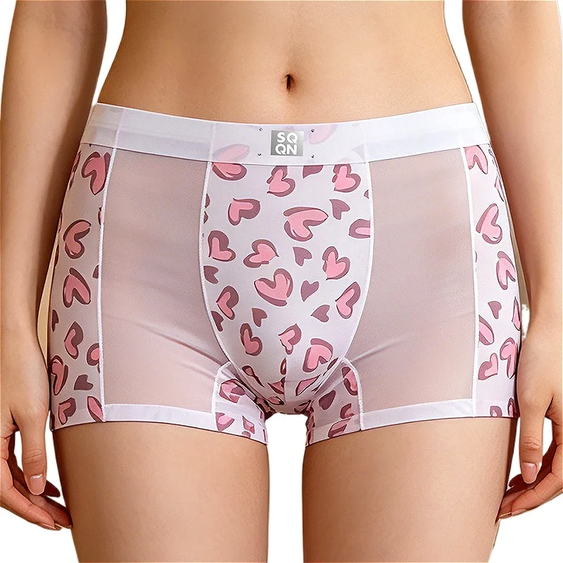 Summer Mens Underwear Ice Silk Boxers Man Mesh Panties See-Through Sexy Men Shorts U Convex Pouch Ultra-thin Male Swim Trunks