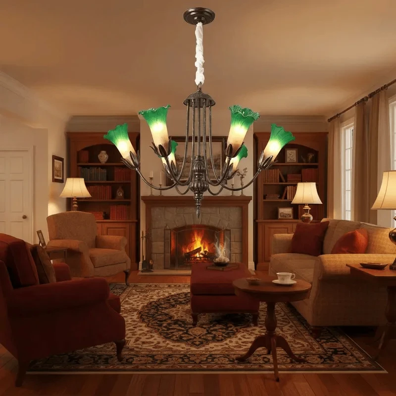 

Подвесная люстра MZISOSOD с абажуром из зеленого стекла, дизайн «Капуста», 3, 6, 8 ламп, для спальни, гостиной, столовой, уникальная