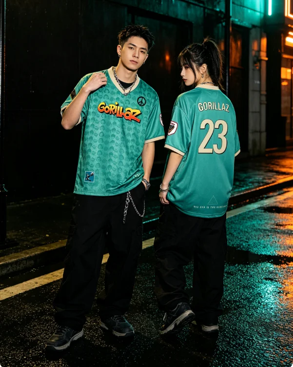Familien-Matching Gorillaz 23 Doppelseitiges Mesh-Fußballtrikot Y2K Virtuelles Band Indie Streetwear Oversized Sport-T-Shirt Schnelltrocknendes Shirt – Detail 4