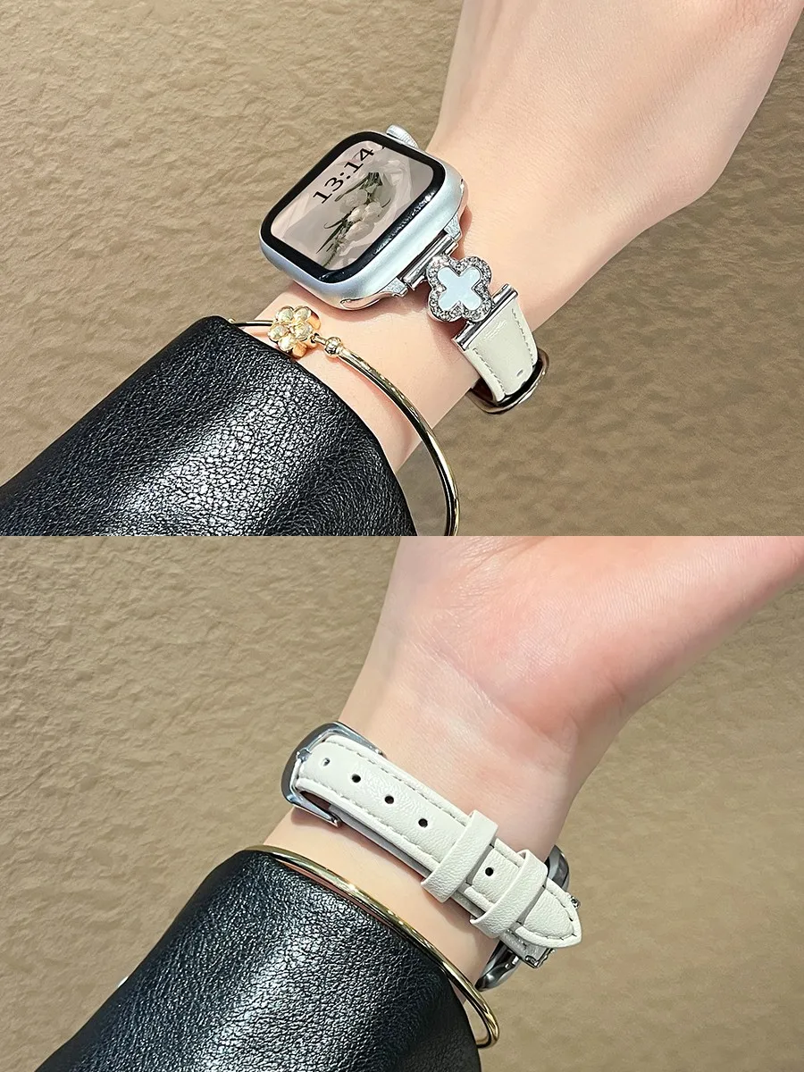 

Ремешок для iWatch из кожи Four-clover, совместимый с моделями 38 мм, 40 мм, 41 мм, 42 мм, 44 мм, 45 мм, 49 мм, модный ремешок.