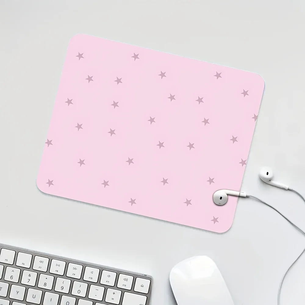Pink Star Mouse Pad Non Slip Cute Desk Mat for Laptop Office Home