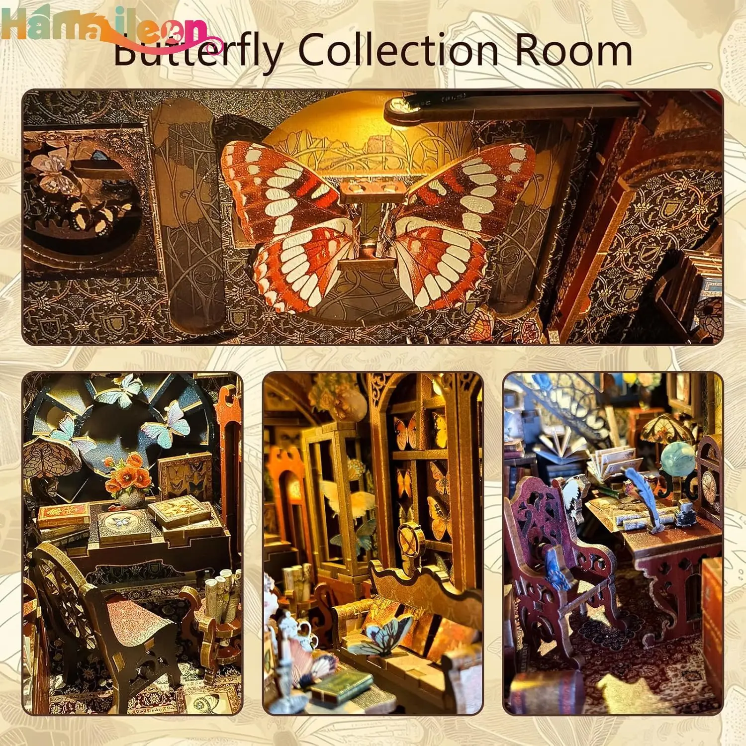 ハマイルオン 3D パズルキット、DIY 木製模型組み立てキット ミニチュアドールハウス、家の装飾木工クラフトギフト クリスマス誕生日用