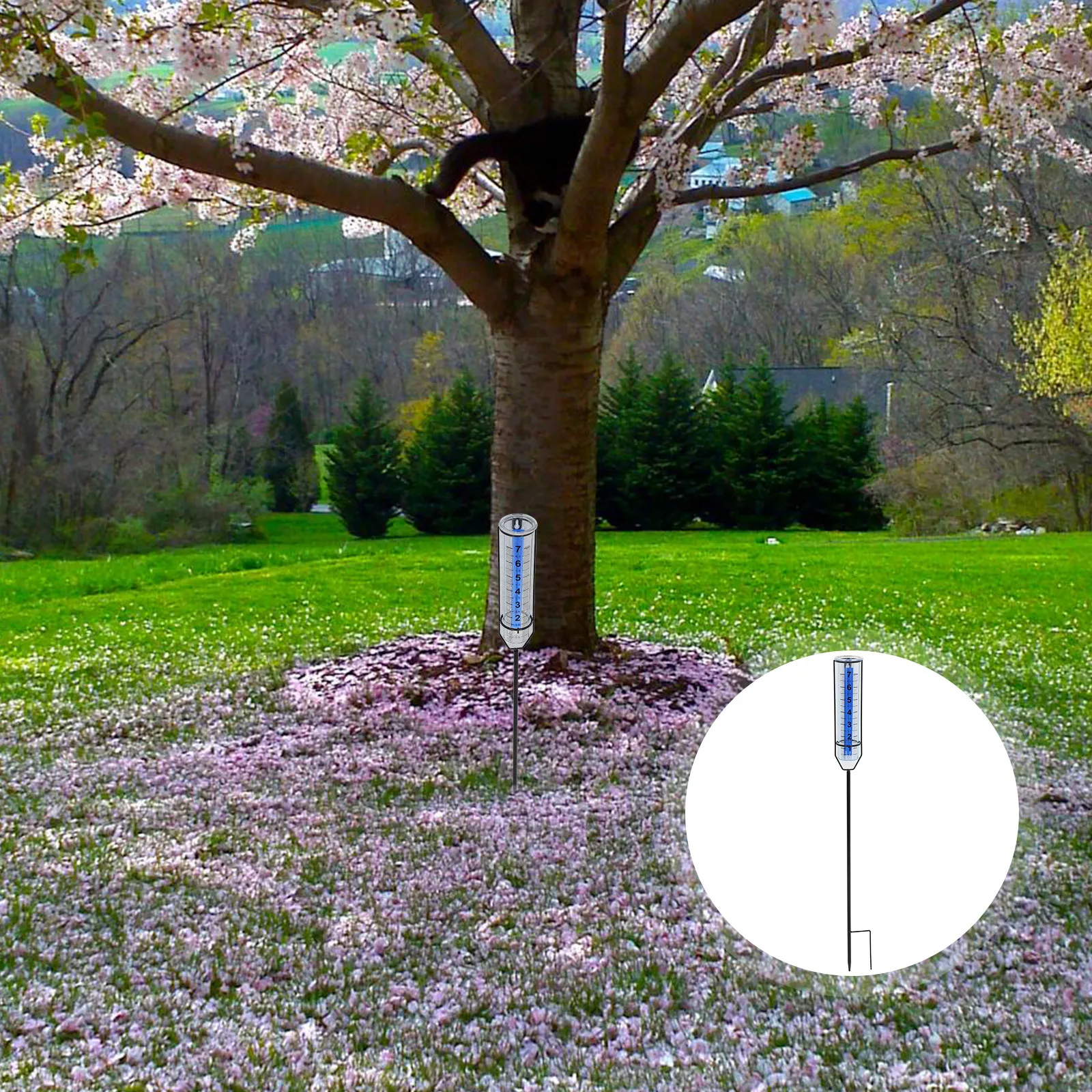 

Large Rain Gauge Outdoor with Measuring Cup Accurate Decorative Rain Measure Tool for Garden Yard Lawn Iron Stake Weather