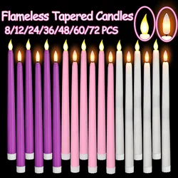 8-72Pcs Flameless Taper Candle Wedding Flickering Led Candle Battery Operated Fake Candle Valentine Home Table Decor Candlestick