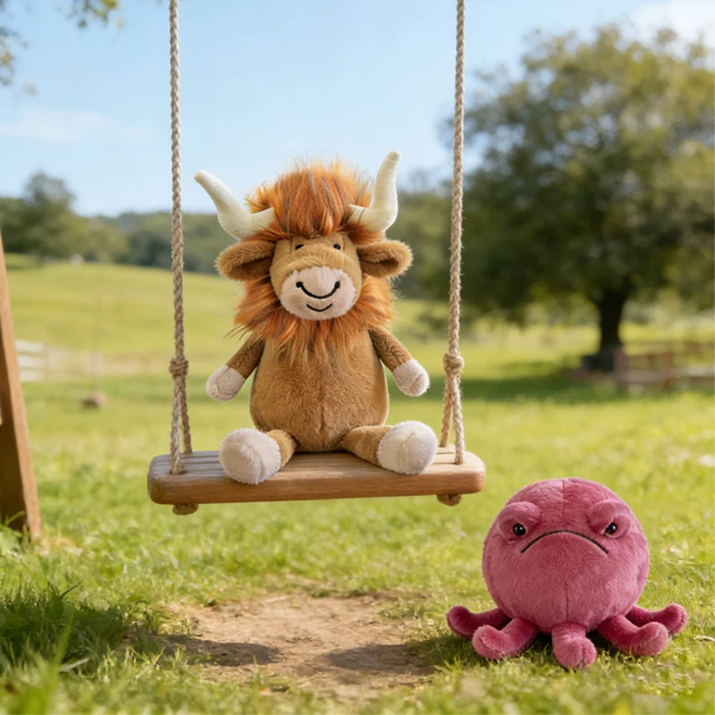 New Cow And Octopus Plush Toys Cartoon Animal Figurines Room Decoration Items Funny Bed Partner Birthday Gifts For Boy And Girl