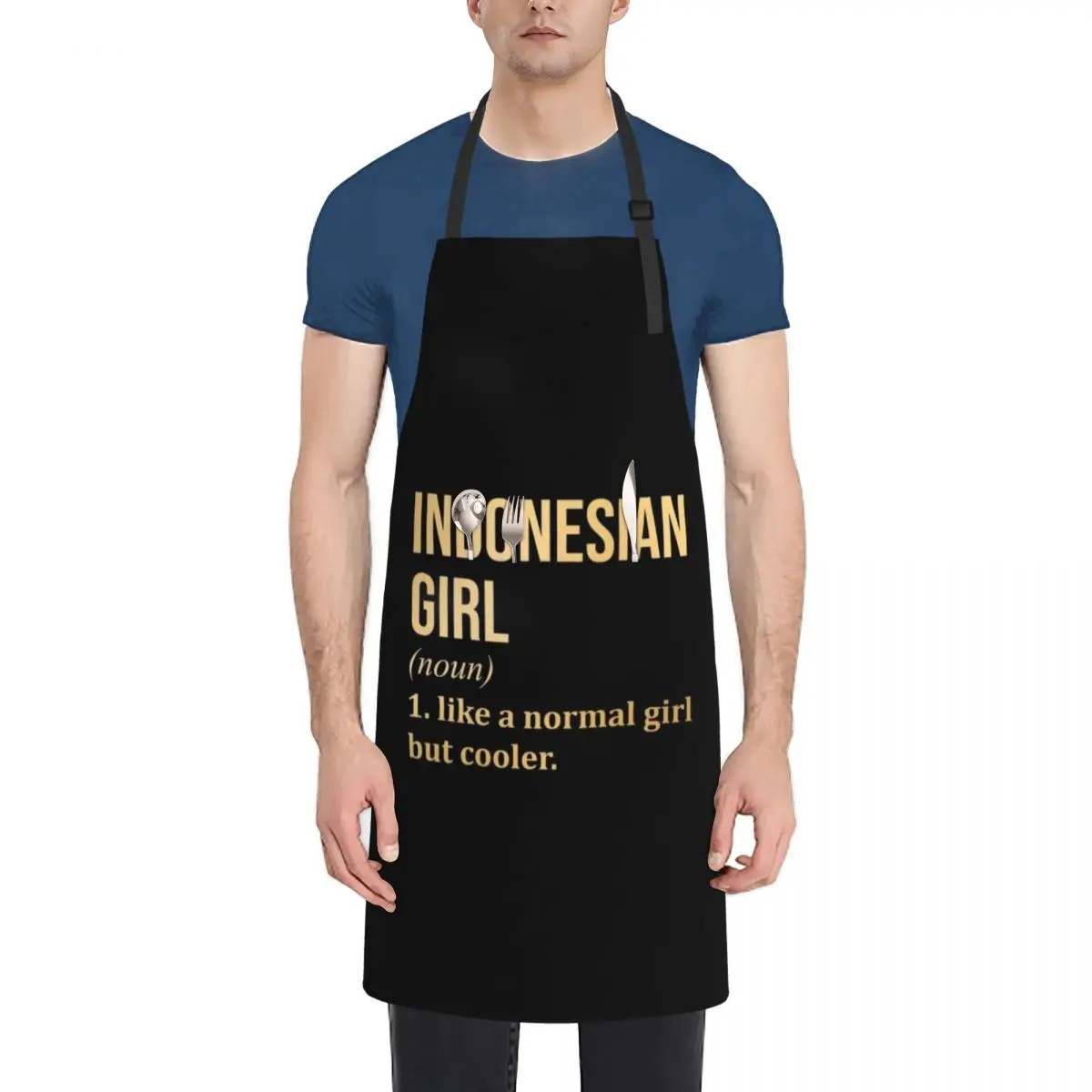 Indonesian Girl Definition Indonesia in Gold Apron Waterproof Kitchen For Women cleanings esthetician Apron