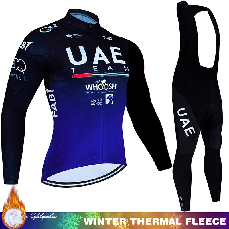 Thermo Clothing Men Mtb Male Cycling Uniforms Fleece Jersey UAE Winter Complete 2024 Pants Man Bicycle Uniform Thermal Bib Men's