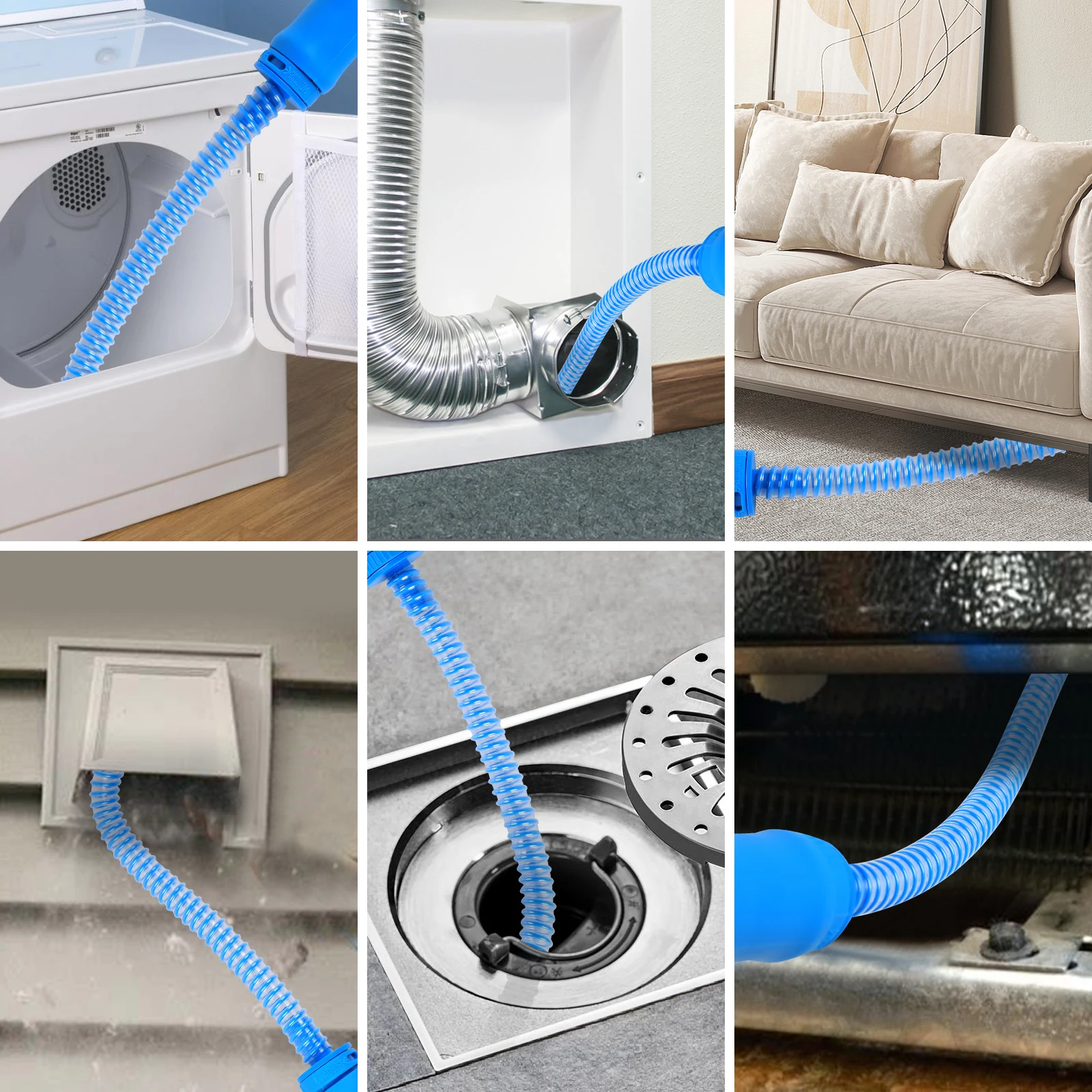 Lint and Dryer Lint Vacuum Attachment with Flexible Guide and dryer Vent Dryer Vent Cleaner Kit Vacuum Attachment Bendable Dryer