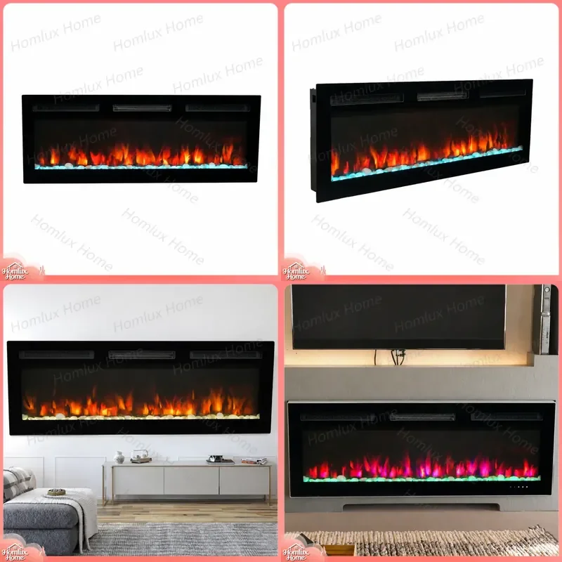 Modern All-Glass Wall Mounted Fireplace Heater with Realistic Flame Effect for Home Hotel Living Room Bedroom Decor