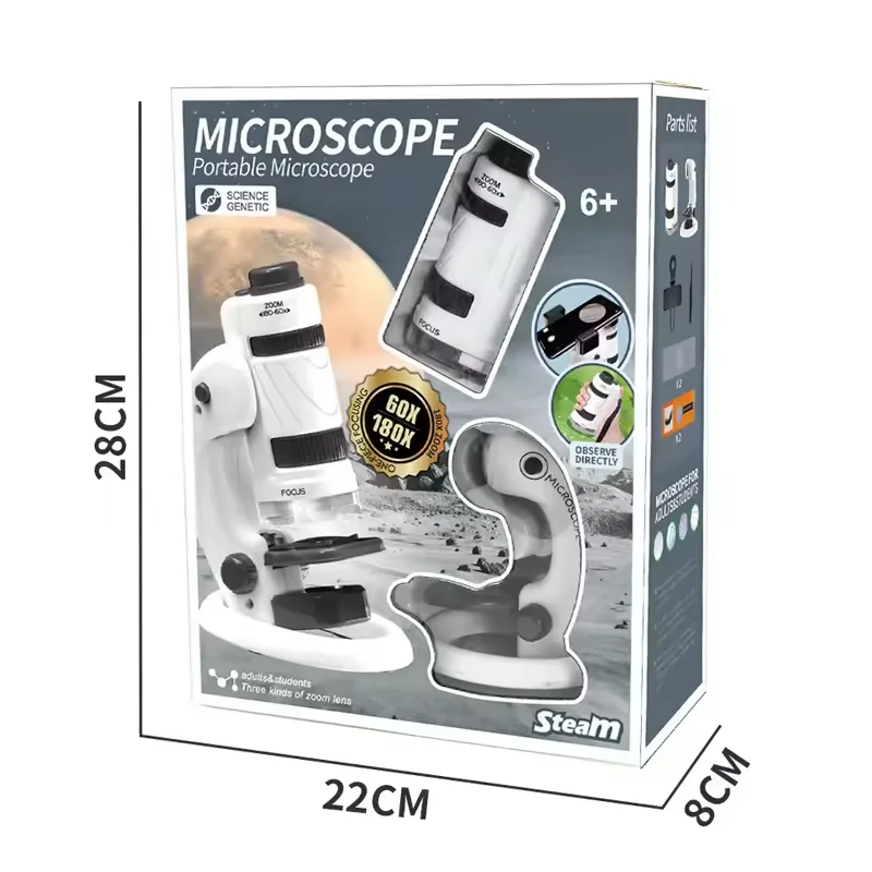 60X-120X Handheld Child Microscope Kit Portable Lab Microscopes Biological Science Educational Toy For Children Learn STEM Gifts