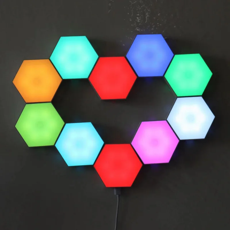 Luz ambiental del cabecero del dormitorio |   Panel LED cuántico hexagonal |   Lámpara sensible al tacto mejorada |   Brillo suave para luz nocturna y habitación