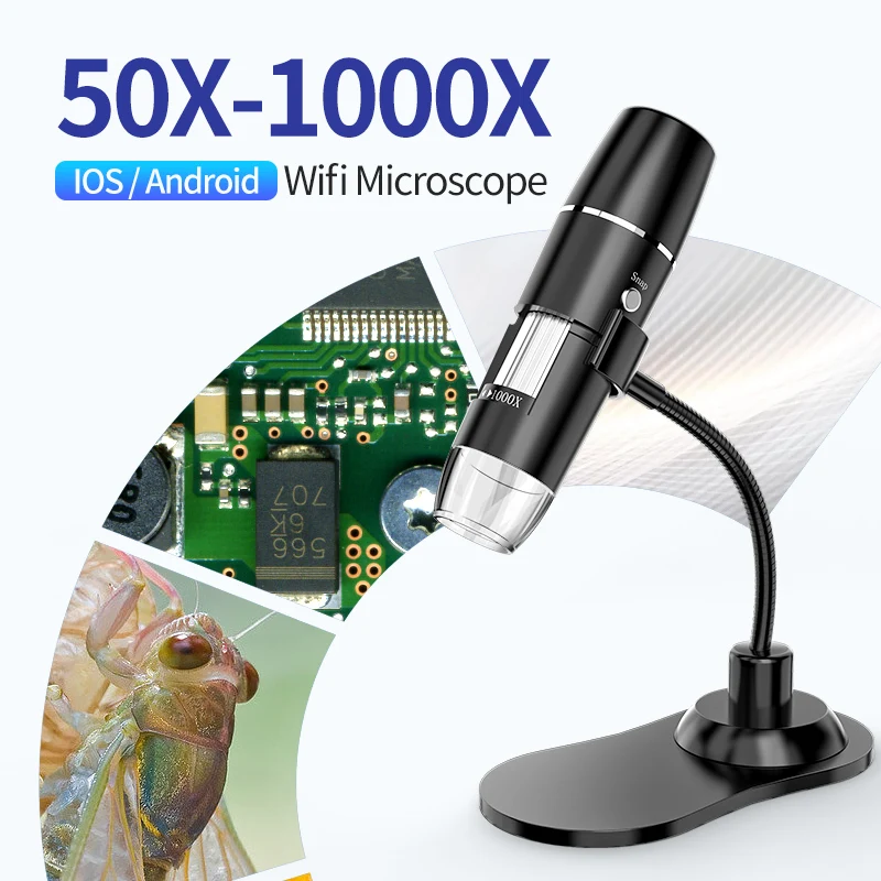 Wireless Digital Microscope 50X-1000X Magnification Mini Handheld Endoscope Inspection Camera with 8 LED For iPhone Android