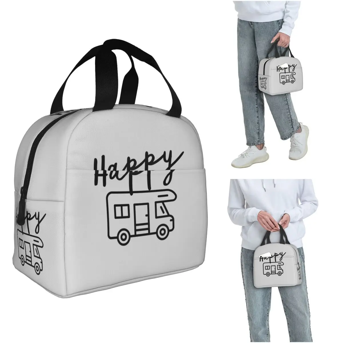 Happy Camper (RV) Insulated Lunch Bag for Women Kids Portable Food Boxes Thermal Lunch Box Tote