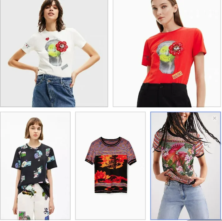 Foreign trade original single Spanish new fashion printed round neck cover short sleeve for women