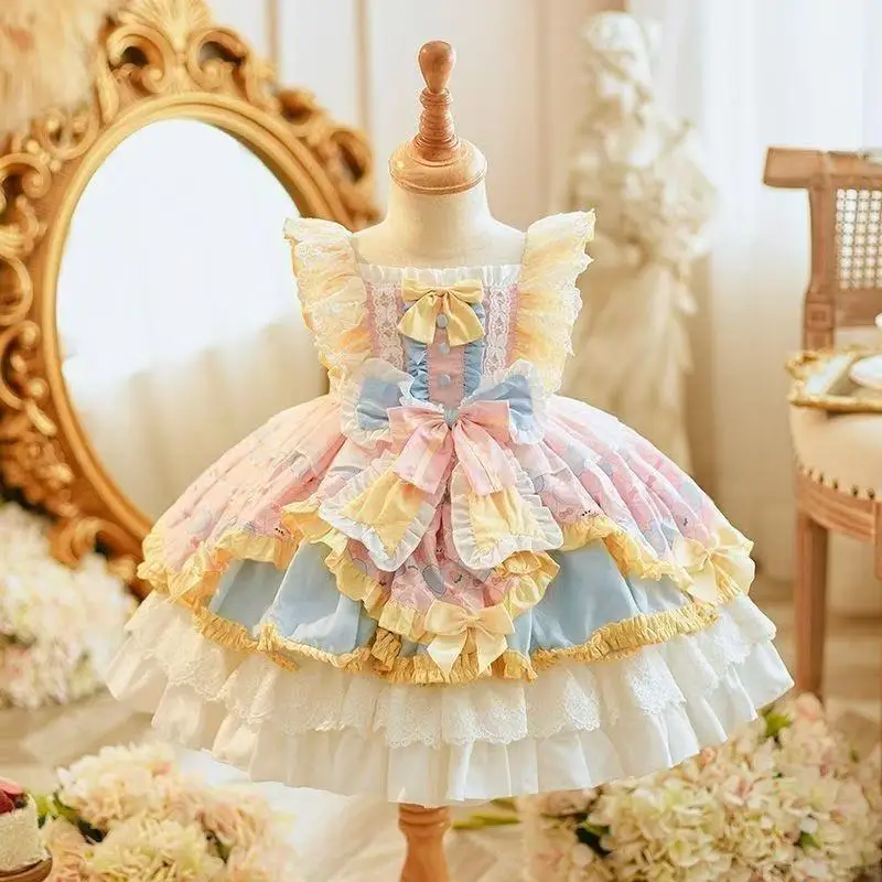

Girl Lolita Princess Dress 2026 New Children's Summer Puff Tank Top Dress Baby Stylish Birthday Dress Dress