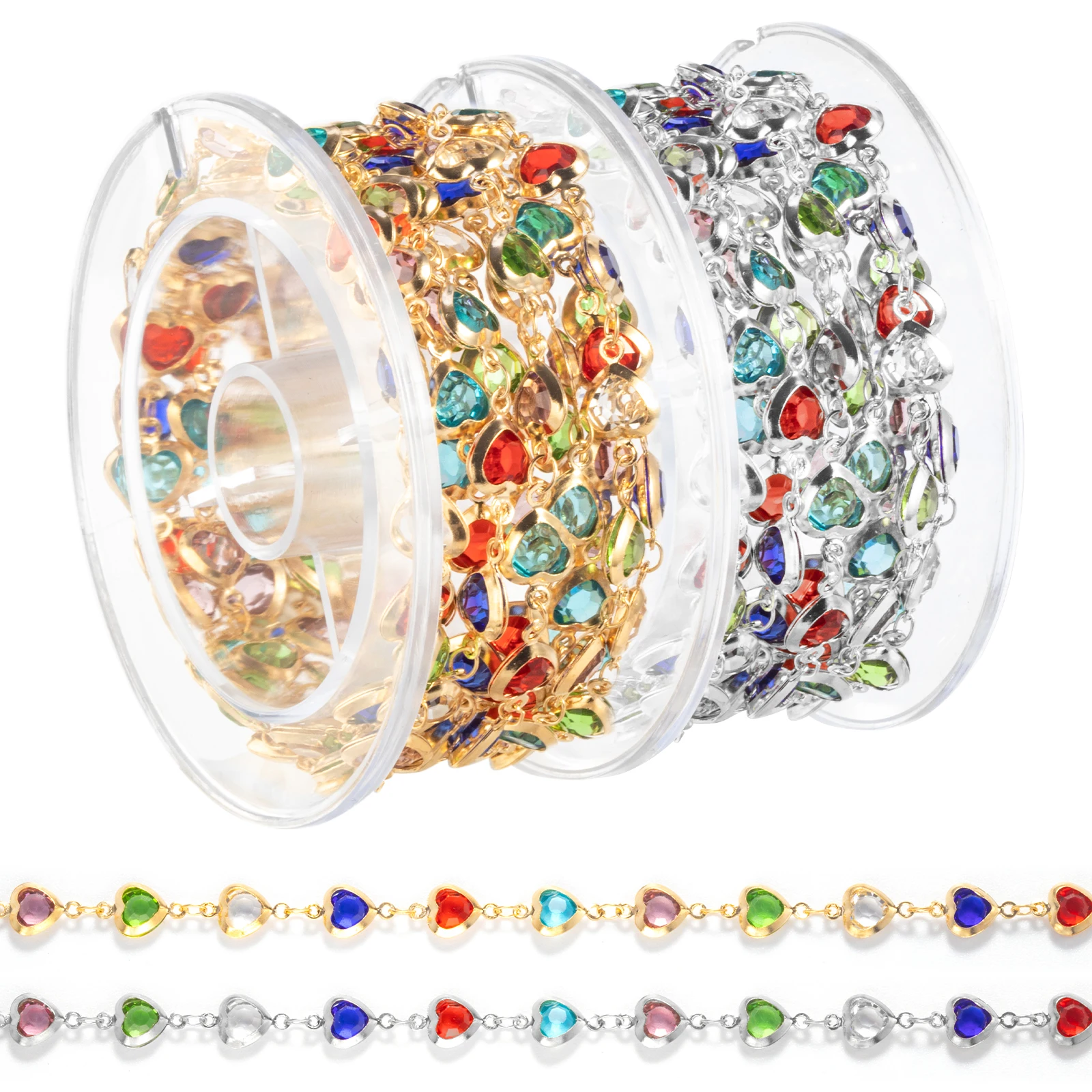 

2-метровая красочная цепочка из стеклянных бусин для изготовления ювелирных изделий, цепочка с объемным сердечком для женщин, ожерелье, цепочка для изготовления ювелирных изделий своими руками