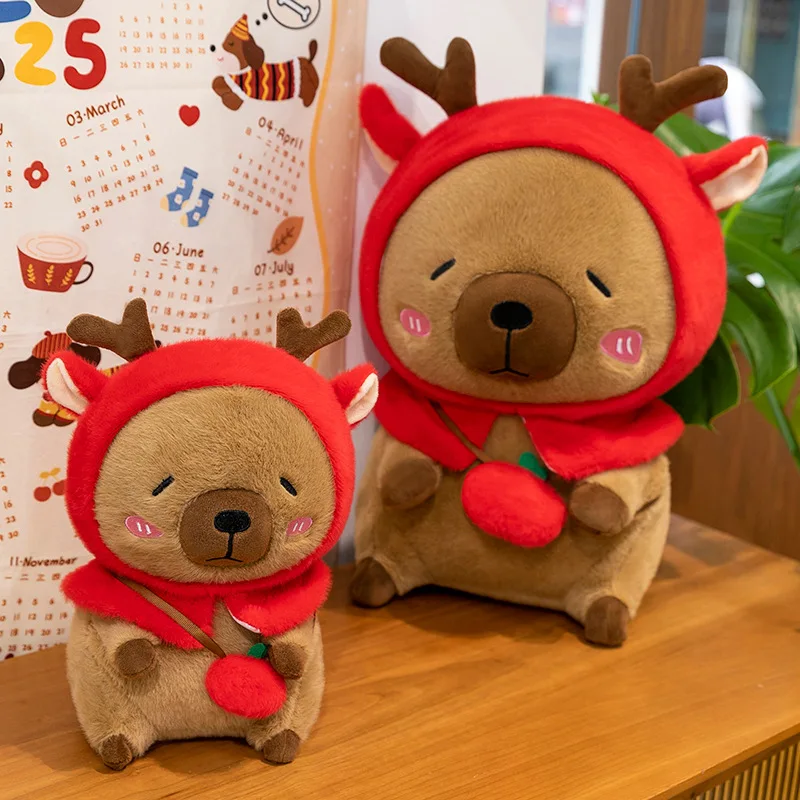 봉제 인형 순록 카피바라 변신 인형 귀여운 사슴 카비 인형 어린이 생일 크리스마스 선물 부드러운 장난감 곰