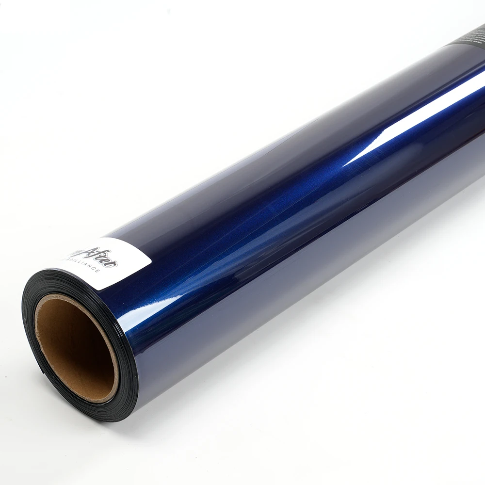 Vinil azul de alto brilho personalizável para carro com adesivo sem bolhas, filme de vinil azul tanzanita metálica brilhante de bronze